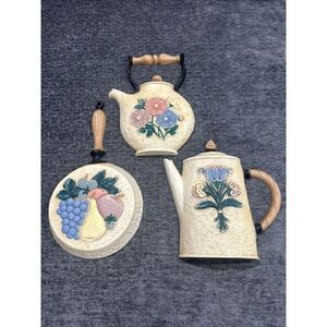 3 piece vintage 1995 set of Homco/Home Interiors kitchen wall decor plaques